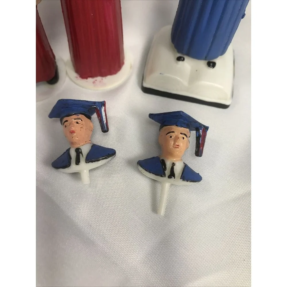 Vintage Graduation Cake Cupcake Toppers Highschool College Students Boy And Girl
